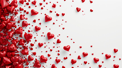 Heart background. Valentine Wallpaper with Red and Metallic love hearts. 3D Render