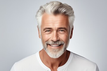 Elderly handsome man on white background
