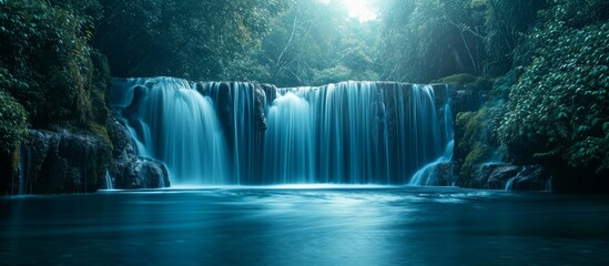 Mystical Abstract: Captivating Long Exposure Shot of a Majestic Waterfall