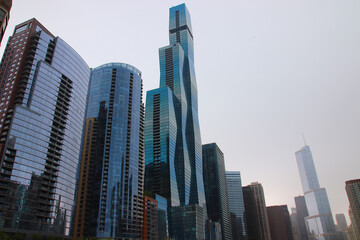 City of Chicago, USA. Tall skyscrapers, a river in the city center, the city of winds. The most...