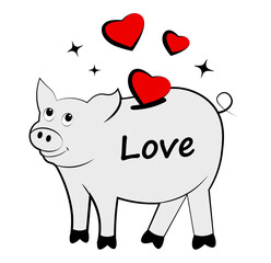 Piggy bank and hearts. Valentine's Day
