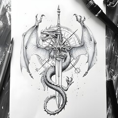 sword for black dragon tattoo
