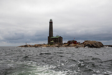 A thousand year old Nordic lighthouse on a remote island.