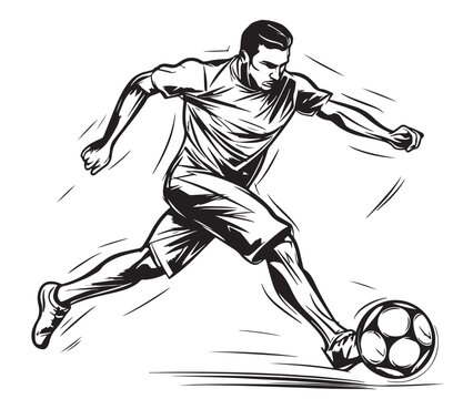 Soccer Player Kicking Ball Vector Illustration