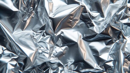 Background made of silver crumpled foil