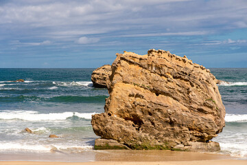 rocky coast of the seain Biarritz in france