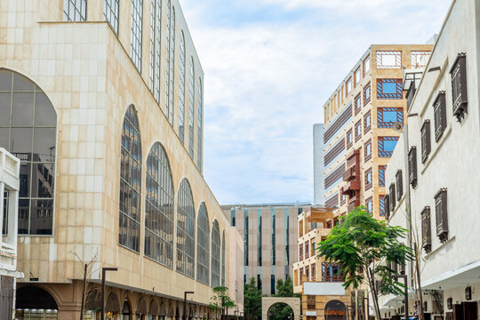 Residential and business buildings of Al-Balad, downtown central district of Jeddah, Saudi Arabia