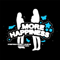 Streetwear Y2K print. Grunge blurred 2 girl 