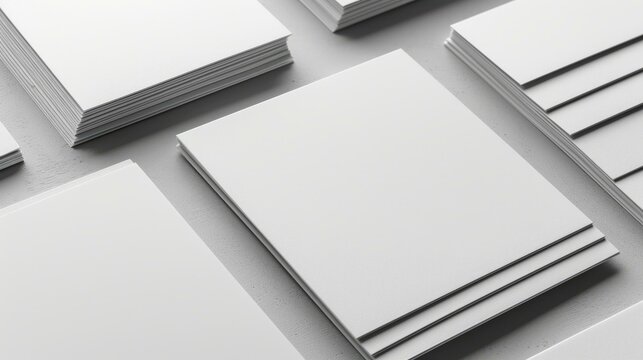 Blank white business cards or paper sheets on concrete background