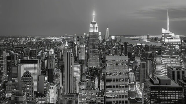 Black and white cityscape of New York City