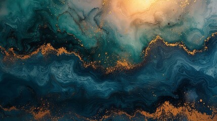 Golden and blue abstract painting