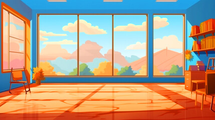 School campus building illustration - ai generative