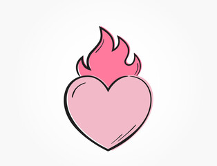 pink flaming heart icon. love and romantic symbol. element for valentines day design