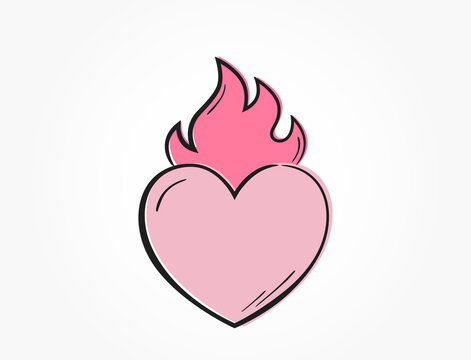 pink flaming heart icon. love and romantic symbol. element for valentines day design