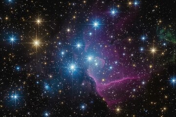 Bright stars and colorful nebulae in outer space