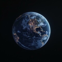Earth at night showing the Americas