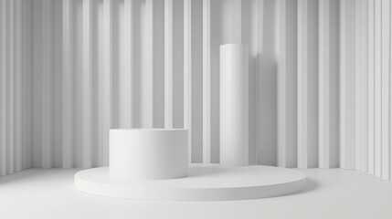 3D rendering of a white podium with a white background.