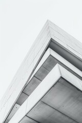 Black and white concrete building with geometric shapes