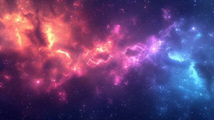 Interstellar space with glowing colorful nebulae and stars - obrazy, fototapety, plakaty