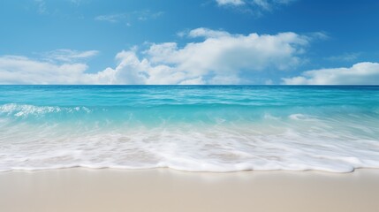 Fototapeta na wymiar Beautiful tropical beach with white sand, turquoise water and blue sky. Generative AI