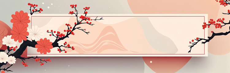 Web banner with Japanese cherry flowers
