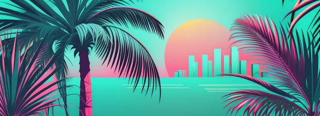 Gardinen Retro tropical banner © Sylvie Bird