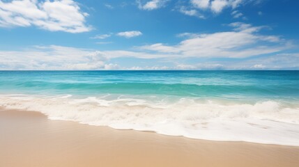 Fototapeta premium Beautiful tropical beach with white sand, turquoise water and blue sky. Generative AI