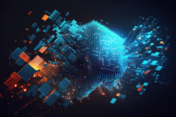 Abstract background with artificial intelligence. Machine memory. Generavite by ai.