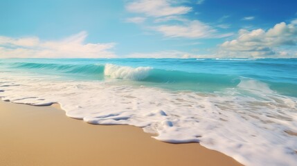 Fototapeta premium Beautiful tropical beach with white sand, turquoise water and blue sky. Generative AI