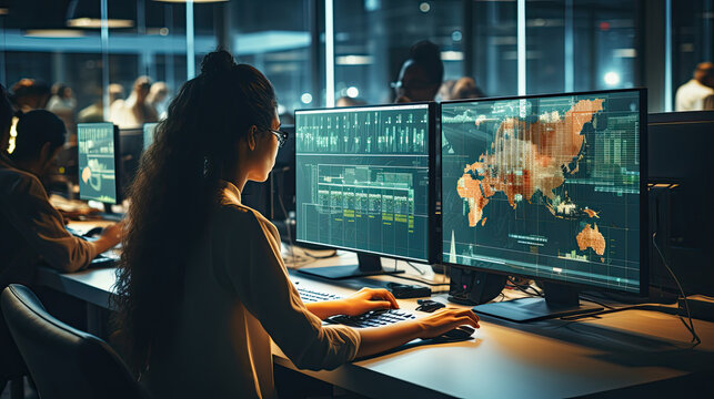 The Digital Empress: A Visionary at Work, Absorbed in Technological Mastery.