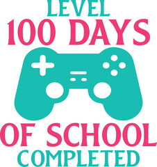 100 Days of School typography design on plain white transparent isolated background for card, shirt, hoodie, sweatshirt, apparel, tag, mug, icon, poster or badge