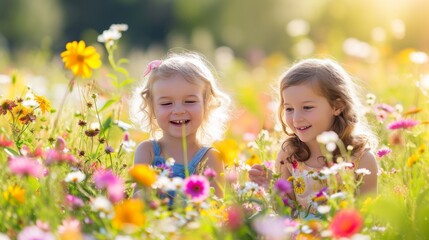 Obraz na płótnie Canvas Children play in the summer sunny garden