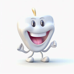 A happy tooth mascot on isolated background - ai generative