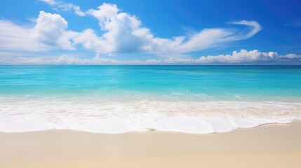 Obraz premium Beautiful tropical beach with white sand, turquoise water and blue sky. Generative AI