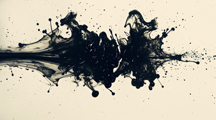 Black ink underwater in front of a beige background - obrazy, fototapety, plakaty