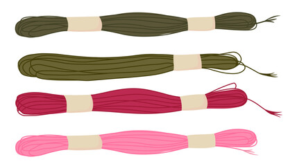 Embroidery threads.  A set of yarn. vector stock illustration. Isolated on a white background.