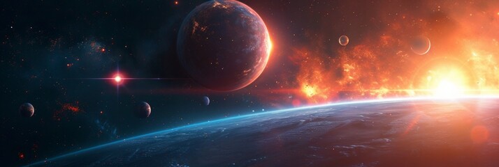 Beautiful photos of space with planets of the solar system - obrazy, fototapety, plakaty