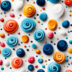 Seamless pattern with multicolored candies on white background