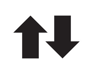 Rounded mini arrows, up-down icon. A small two-way black direction symbol. Isolated on a white background.