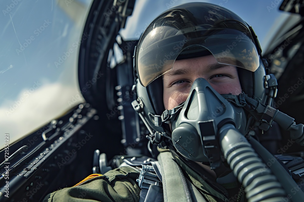 Sticker Pilot in cockpit of military fighter jet