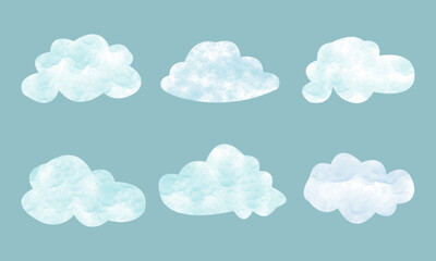 watercolor cloud clipart set