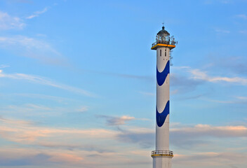 Lighthouse 'Lange Nelle', active since 1949, on a summer evening in Ostend, Flanders, Belgium