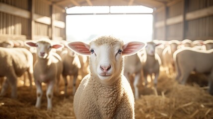 A flock of sheep on a farm.