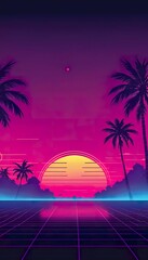 retro style sunset background