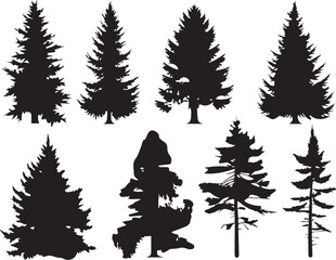 Obraz premium Set Christmas Trees. Hand drawn vector illustration