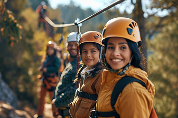 Family zipline adventure together