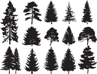 Obraz premium Set Christmas Trees. Hand drawn vector illustration