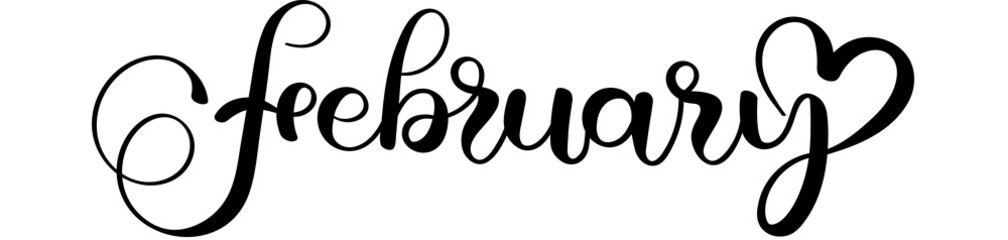 Hello February. FEBRUARY month vector with ornaments. Decoration letters. Illustration February Calendar