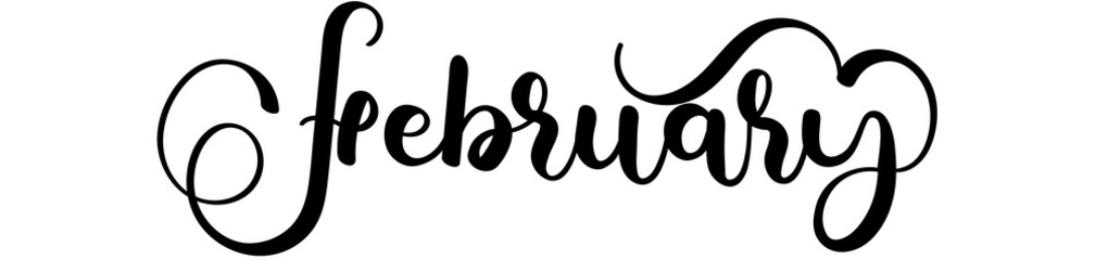 Hello February. FEBRUARY month vector with ornaments. Decoration letters. Illustration February Calendar