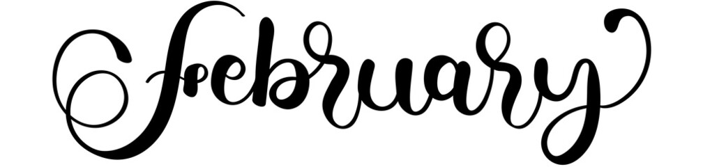 Hello February. FEBRUARY month vector with ornaments. Decoration letters. Illustration February Calendar